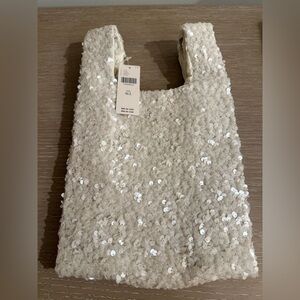 Anthropologie Paillette White Sequin Bag